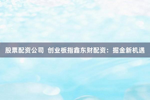 股票配资公司  创业板指鑫东财配资：掘金新机遇