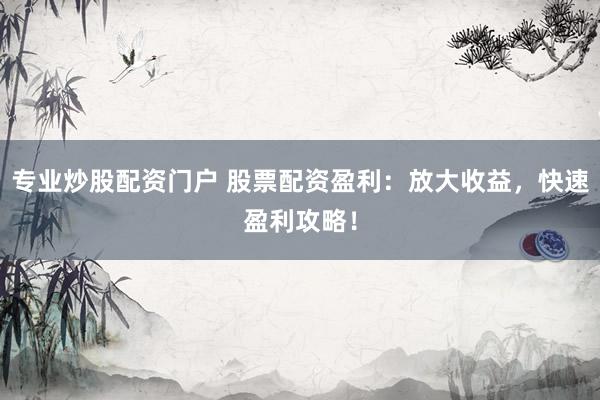 专业炒股配资门户 股票配资盈利：放大收益，快速盈利攻略！