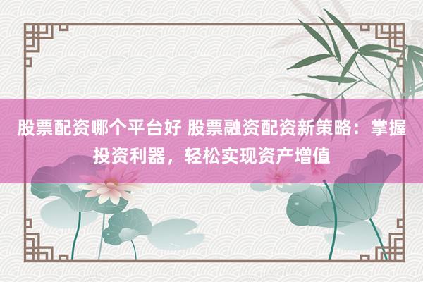 股票配资哪个平台好 股票融资配资新策略：掌握投资利器，轻松实现资产增值