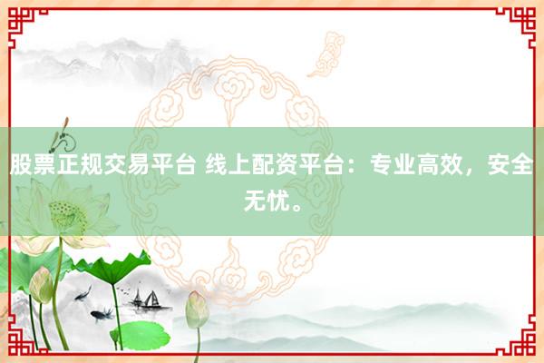 股票正规交易平台 线上配资平台：专业高效，安全无忧。