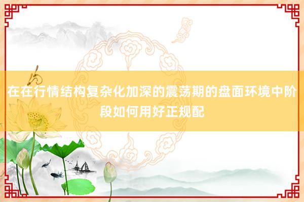 在在行情结构复杂化加深的震荡期的盘面环境中阶段如何用好正规配