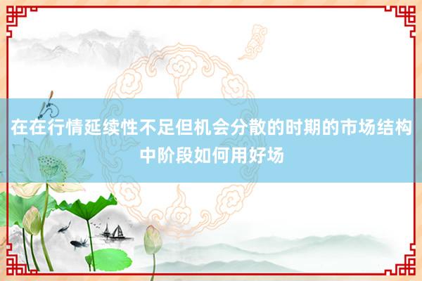 在在行情延续性不足但机会分散的时期的市场结构中阶段如何用好场