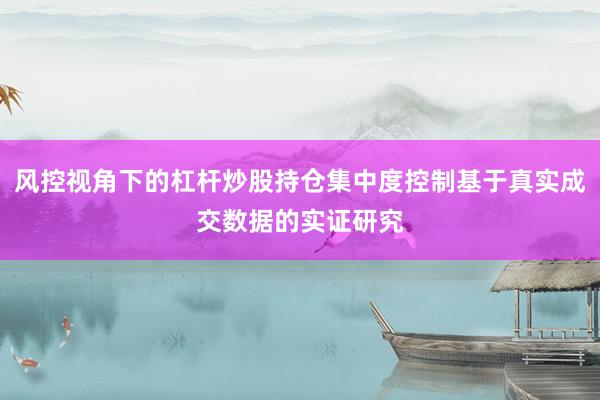 风控视角下的杠杆炒股持仓集中度控制基于真实成交数据的实证研究