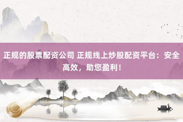 正规的股票配资公司 正规线上炒股配资平台：安全高效，助您盈利！