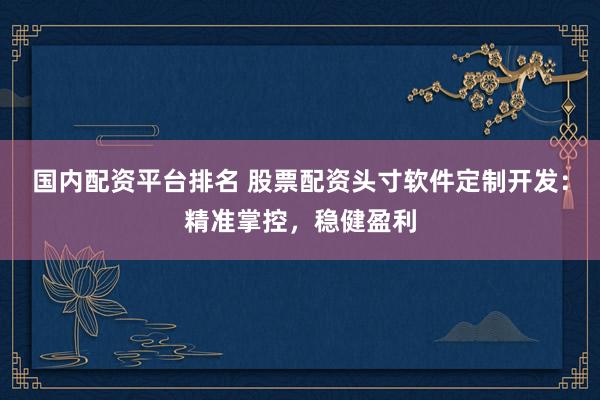国内配资平台排名 股票配资头寸软件定制开发：精准掌控，稳健盈利