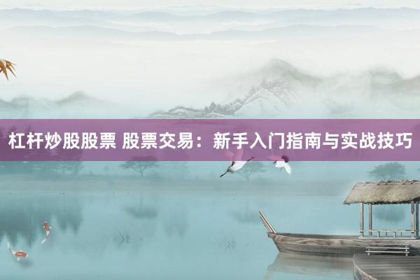 杠杆炒股股票 股票交易：新手入门指南与实战技巧