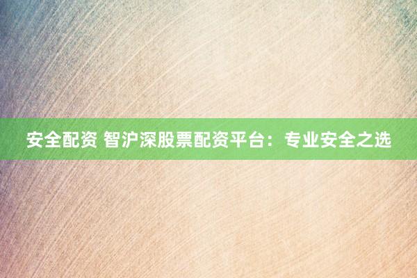 安全配资 智沪深股票配资平台：专业安全之选