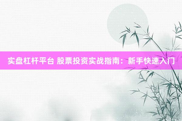 实盘杠杆平台 股票投资实战指南：新手快速入门