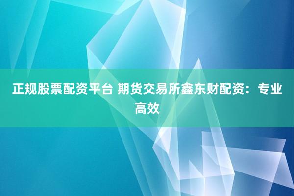 正规股票配资平台 期货交易所鑫东财配资：专业高效